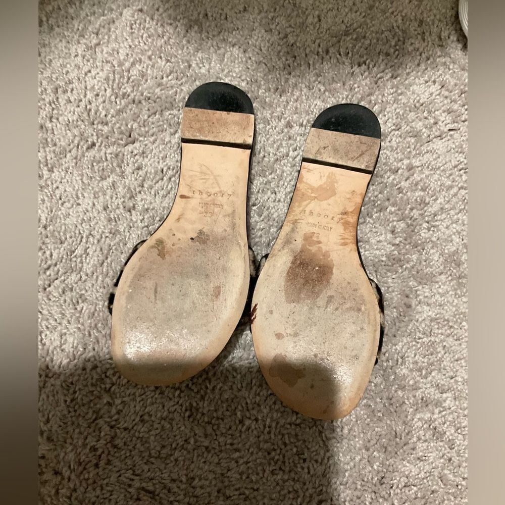 Theory Jasper Cheetah Slide Sandal Mules 6 - Picture 3 of 5